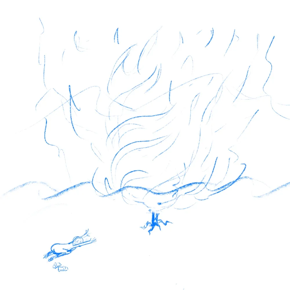 Original sketch of Moses and the burning bush