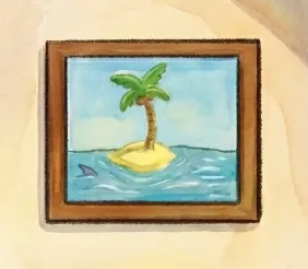 Detail: AI removed the man from the island in the wall image